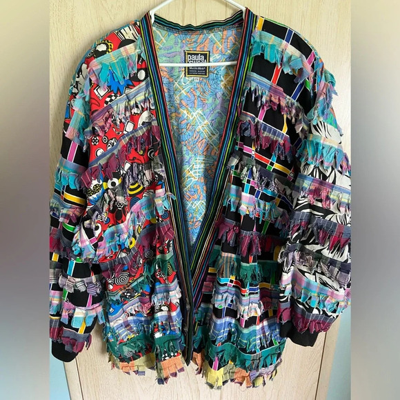 Vintage Rare 90s Paula Sweet Muslin Mink Floral Jacket Size 2XL - Super Funky - Picture 1 of 13